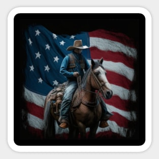 american flag, cowboy Sticker